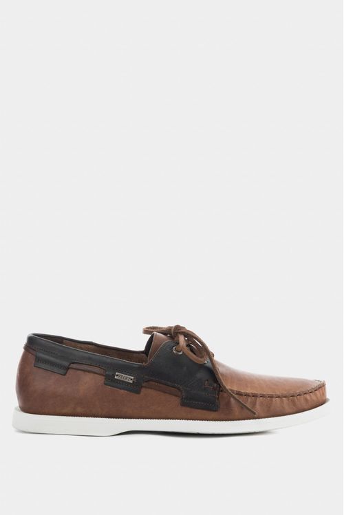 Avetrana Contrast Leather Moccasin in Tobacco
