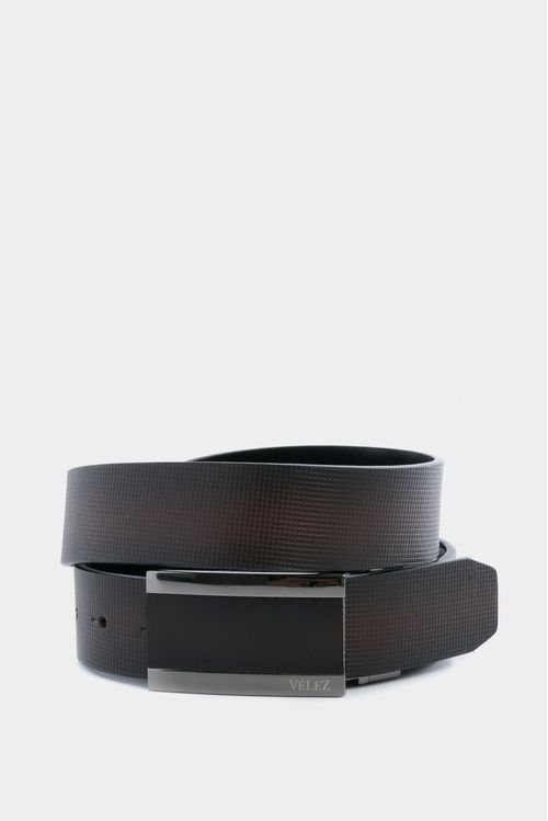 Cubick Reversible Belt in Two-Tone Embossed Leather
