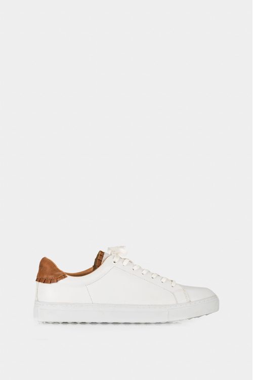 Oda Casual Two-Tone Leather Sneakers in White