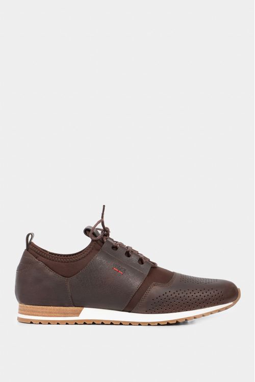 Neo Vibrant Neoprene and Leather Sneakers in Brown
