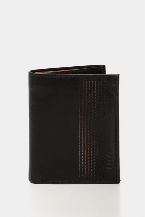 Crete Vertical Leather Wallet in Black