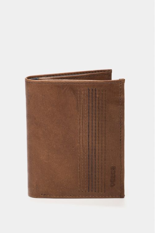 Crete Vertical Leather Wallet in Brown