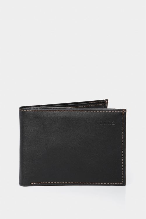 Men’s Humanista Leather Wallet in Black with Contrast Stitching