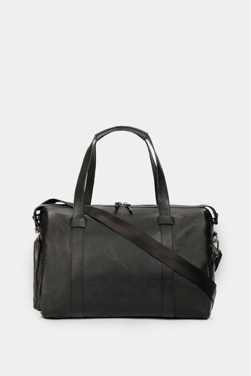 Men’s Essential Bowling Bag in Black Leather with Hand-Aged Effect