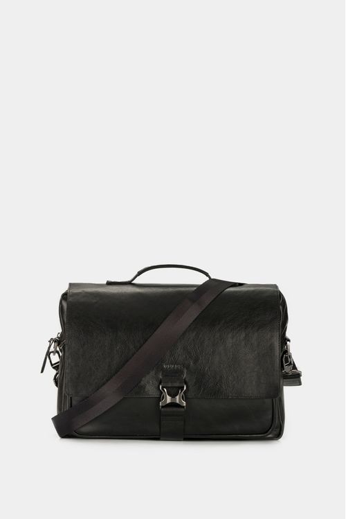 Men’s Ferrat Messenger Handbags in Black Leather with Dual Lock System