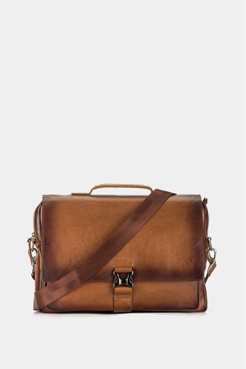 Men’s Ferrat Messenger Handbags in Honey-Colored Leather with Dual Lock System