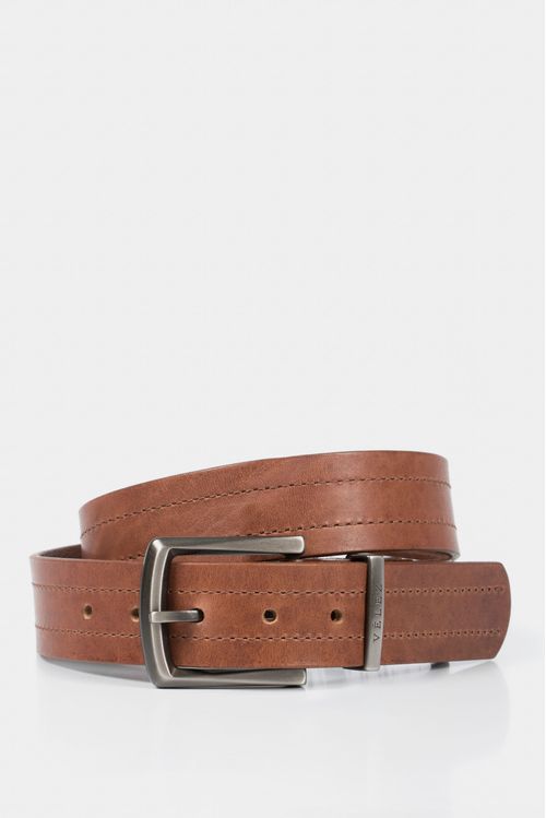 Men’s Courage Single-Sided Leather Belt with Metallic Keeper Loop