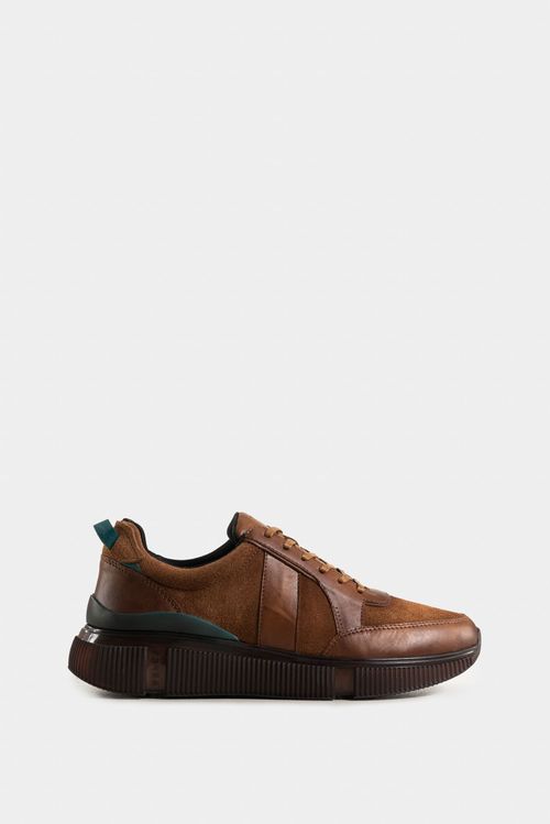 Halo SneakersSmooth Leather and Suede Texture for Men
