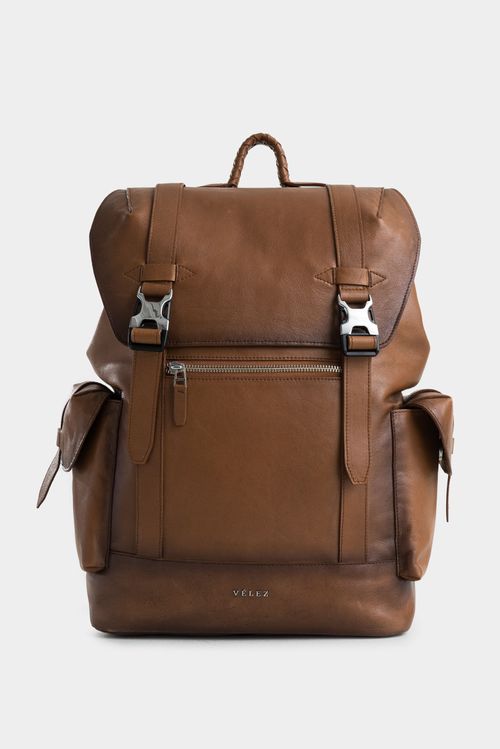Ontario Leather Backpack for Men with Woven Handle