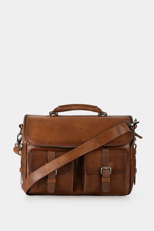 "New Archeology" Portable Leather Briefcase in Honey