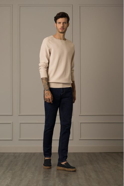 Men’s Cotton Knit Sweater with Raglan Sleeves