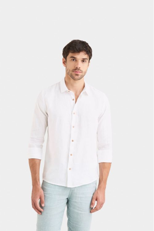 Long Sleeve Linen Shirt for Men with Semi-Fitted Silhouette