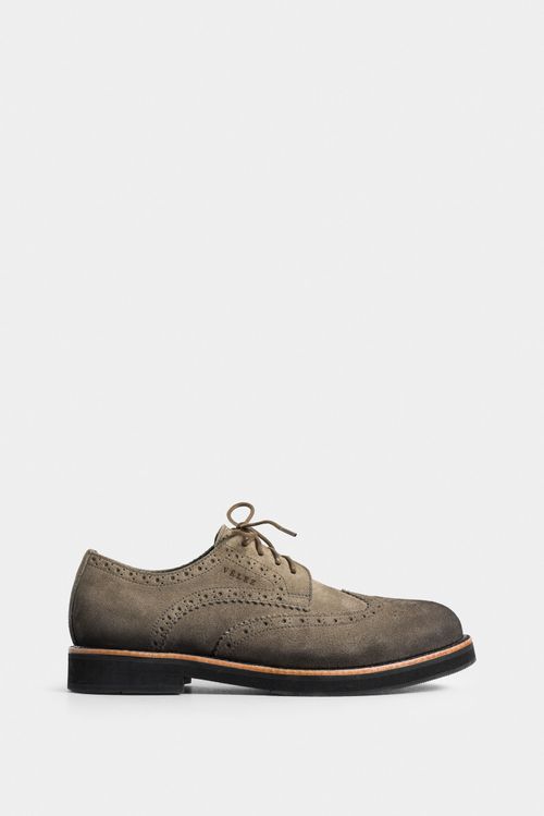 Alessio Leather Suede Lace-Up Shoes with Scribe Effect for Men