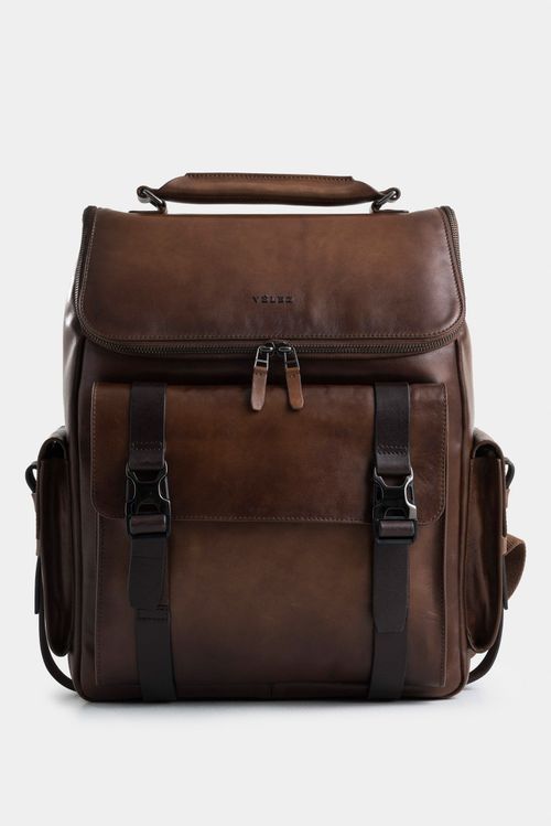 Semi-Bright Leather Messenger Bag for Men with Flaps