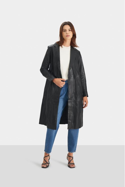 Terra CoatOvine Leather for Women with Center Button