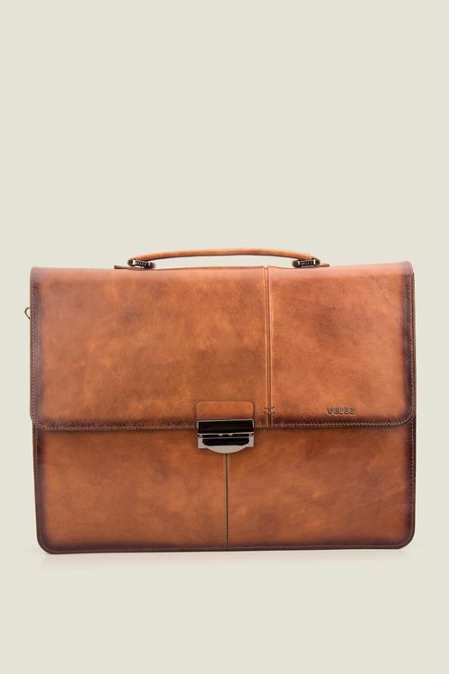Portable leather briefcase for men