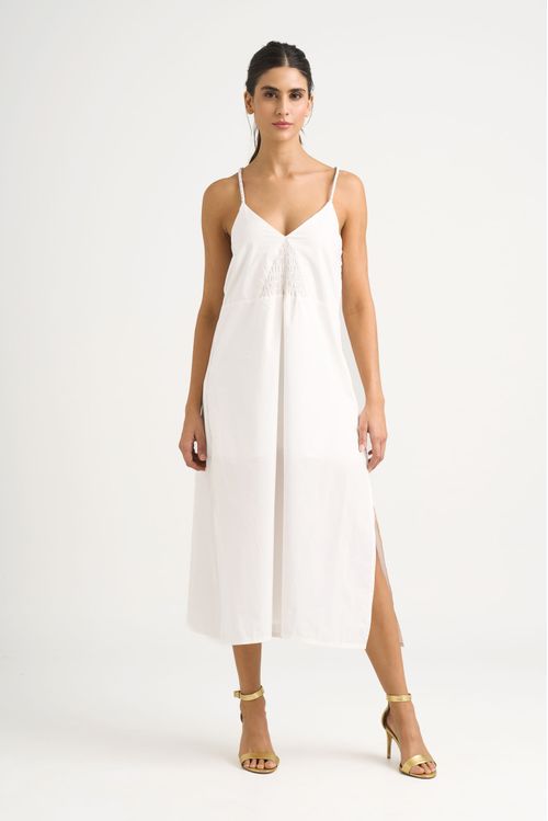 Celeste Maxi Dress in Woven Fabric with Braided Detail
