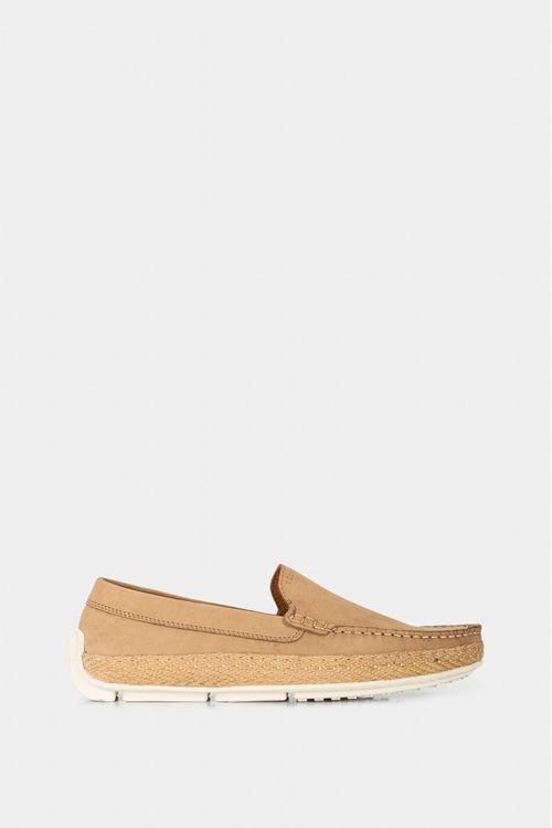 Men's casual leather loafers with jute insert in sand