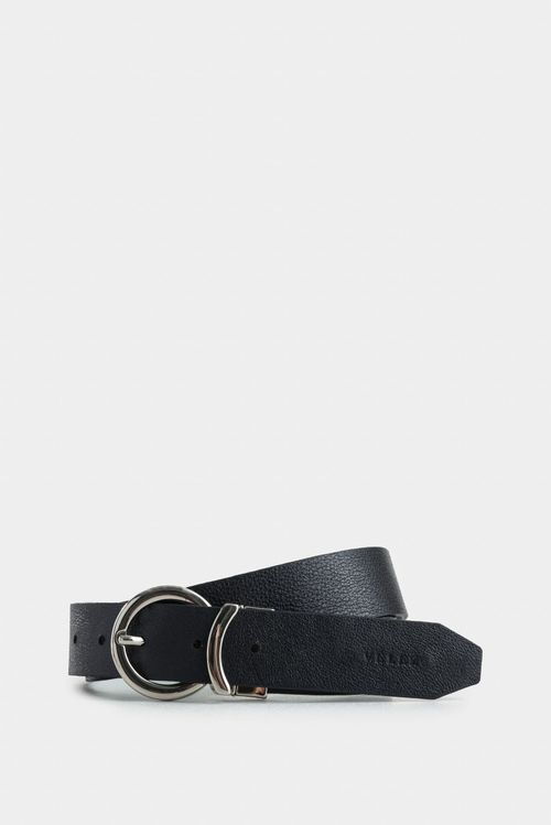 Women's reversible double-sided leather espora belt with circular buckle