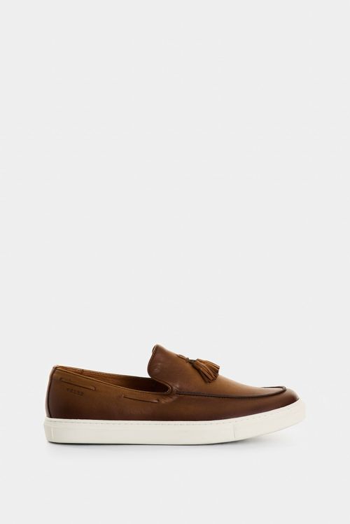 Solan Men's Leather Loafers in a Distressed Finish