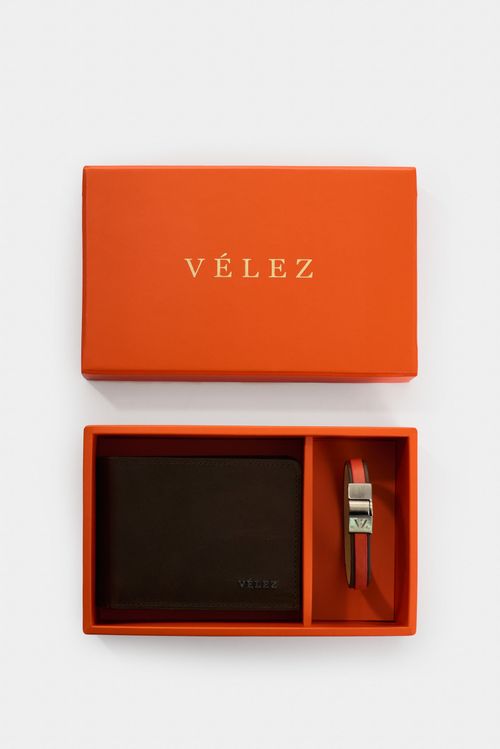 Men's Ivy Leather Wallet and Bracelet Kit with Contrast Detail
