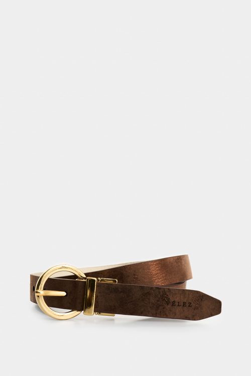 Zenón Double-Sided Women's Leather Belt with Circular Buckle