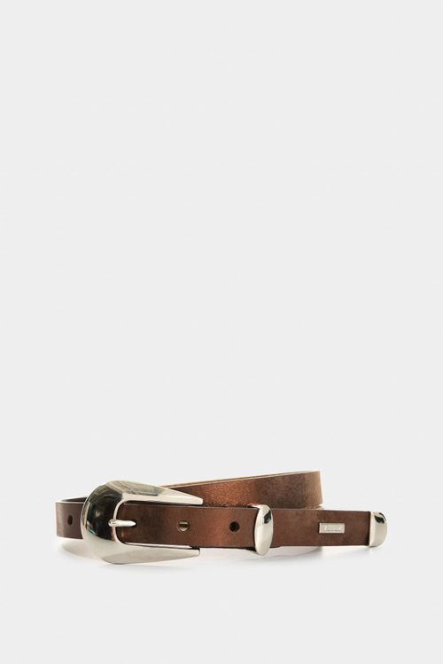 Mallorca single-sided folia leather belt for women with metal tip