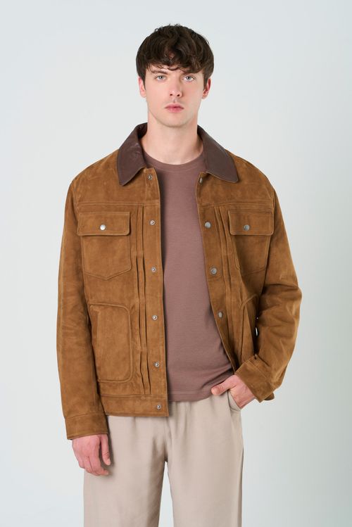 Men's Aron Suede Jacket with Leather Detailing