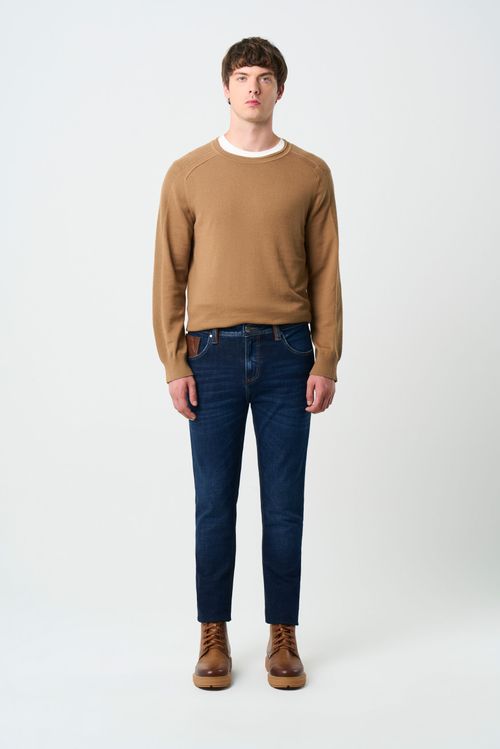 Men's semi-fitted Terra jean with leather details