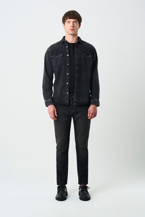 Men's semi-fitted Vireo jeans with leather details