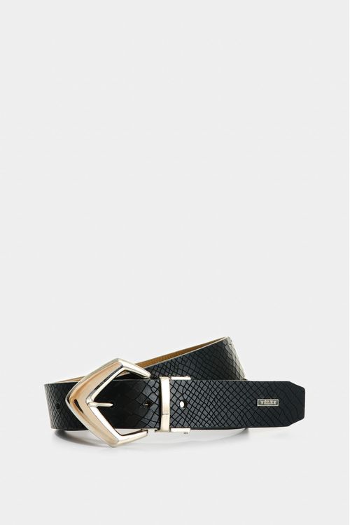 Solan Double-Sided Women's Leather Belt with Snakeskin Texture